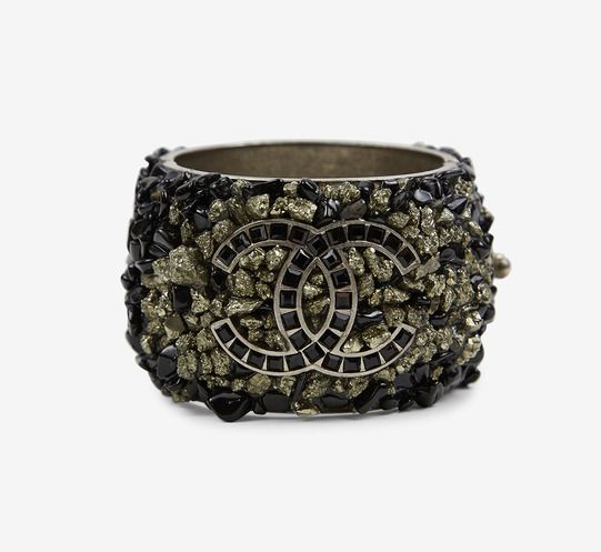 Chanel Black And Pyrite Bracelet