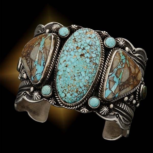 Cuff | Guy Hoskie.  Sterling silver combined with natural turquoise, Turquoise M...