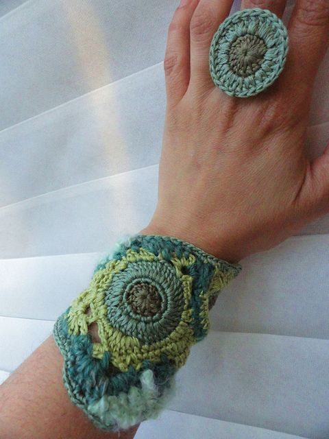 Moss Freeform Crochet Bracelet by anadiazarte, via Flickr
