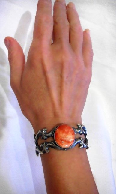 Spiney Oyster Shell Sand-Cast Navajo Bracelet $325.00