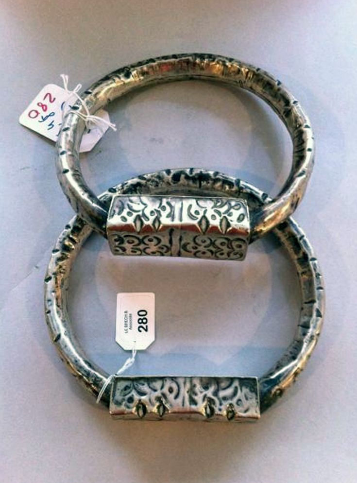 Tunisia | Pair of silver anklets from Sfax |