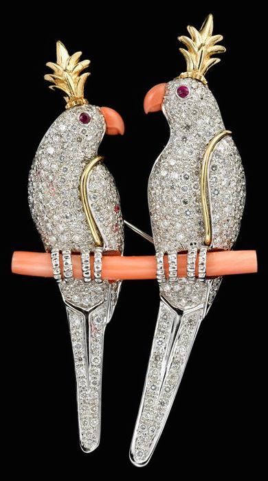 Platinum and diamond 'two birds' brooch, Tiffany & Co. schlumberger Two ...