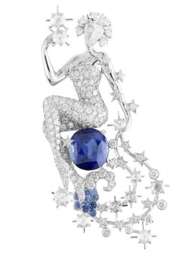 Van Cleef & Arpels constellation cassiopee clip, diamonds and sapphire