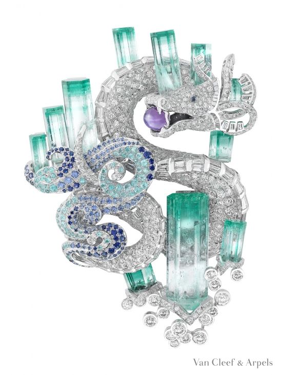 VanCleef & Arpels Diamond, Aquamarine And Sapphire Dragon Brooch
