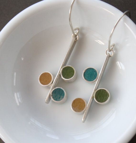 3 Spot Resin and Silver Earrings