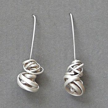 Kathleen Faulkner: Double Wire Bead, Earrings in sterling silver. 2