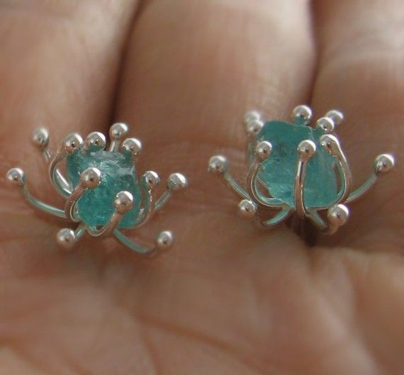 Rough apatite sea anemone stud earrings on etsy...love these!