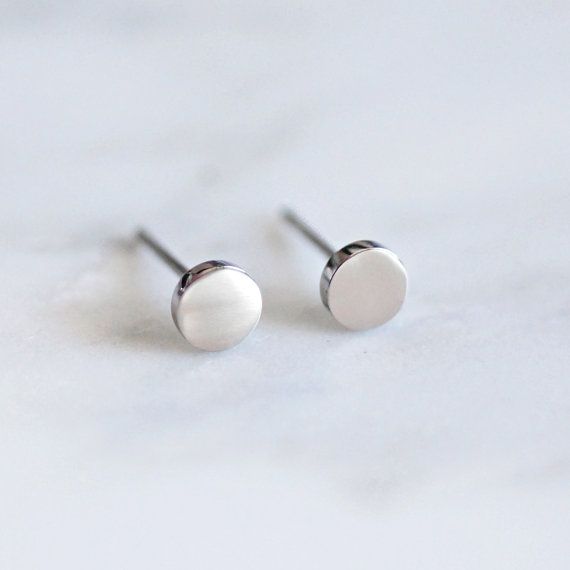 Solid Dot stud earrings - ROSE GOLD - GOLD - STEEL SILVER - They are polished sh...