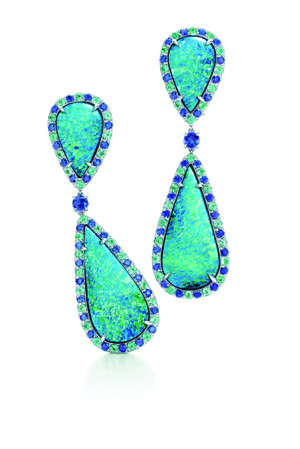 Tiffany & Co.  Black Opal and Gemstone Earrings with tourmalines and sapphires s...