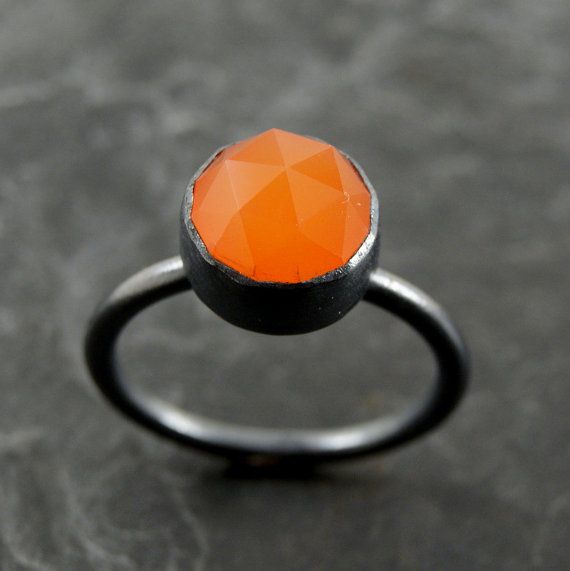 A bright orange chalcedony ring. Oh so lovely.