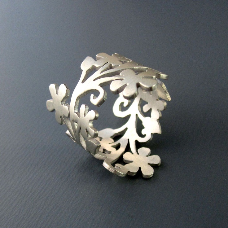 Sterling Silver Floral Branch Ring by Lisa Hopkins Design