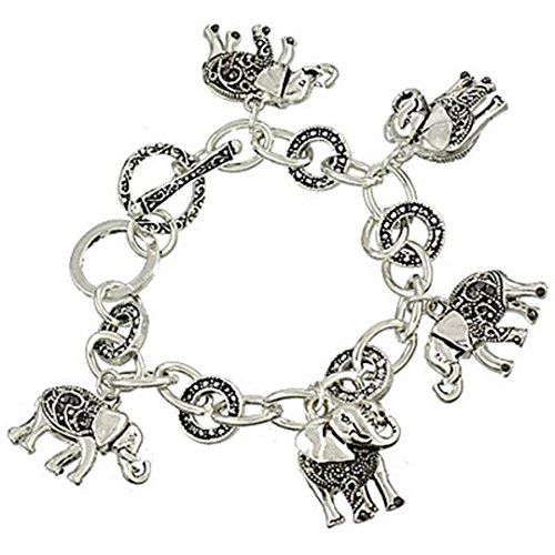 Elephant Charm Bracelet BL Marcasite Look Clear Crystal S... www.amazon.com/...