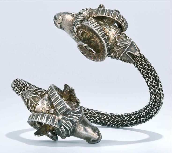 Antique Greek Archaic Ram Design Bracelet Torque | Unsigned silver piece | 20th ...