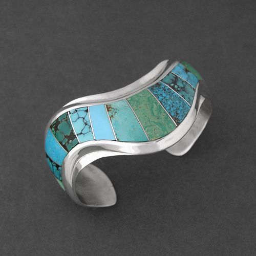 Cuff | Ophelia Garcia (Navajo). Sterling Silver, Inlaid Turquoise