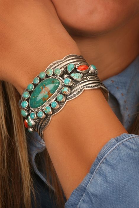 Pawn Oval Turquoise and Spiny Shell Bracelet by Cadman - Smith And Western Onlin...
