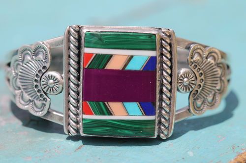 Previously Owned Signed Navajo Sterling Silver Channel Work Bracelet A Payton | ...