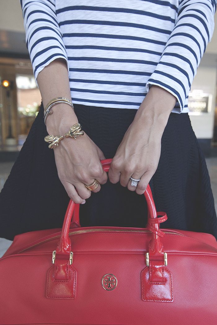 Stripes + Tory Burch Weekender Bag | Damsel in Dior
