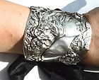VTG Art Nouveau Sterling Silver 925 FB Lady Face Woman Wide Cuff Bracelet .925 -...