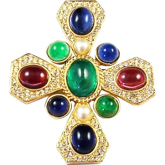 CINER 'Jewels of India' Simulated Ruby, Sapphire, Emerald, Pearl & Diamo...