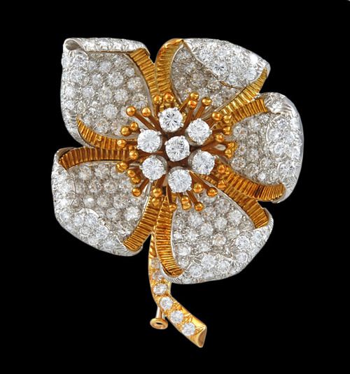 David Webb Diamond Flower Brooch