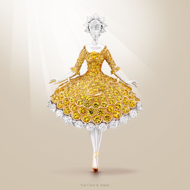Van Cleef & Arpels Ballerina Clip - white gold, round diamonds, one rose-cut…