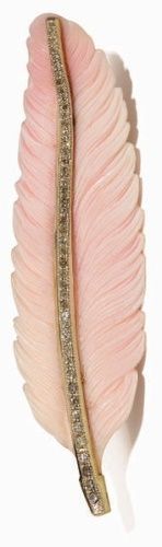 Victorian English carved pink coral feather brooches with 18K white gold and…