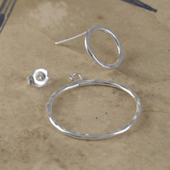 Sterling Silver Ear Jackets-Double Circle Two Way