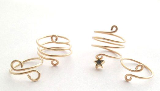 Gold Wire Midi Rings (Set Of 4)