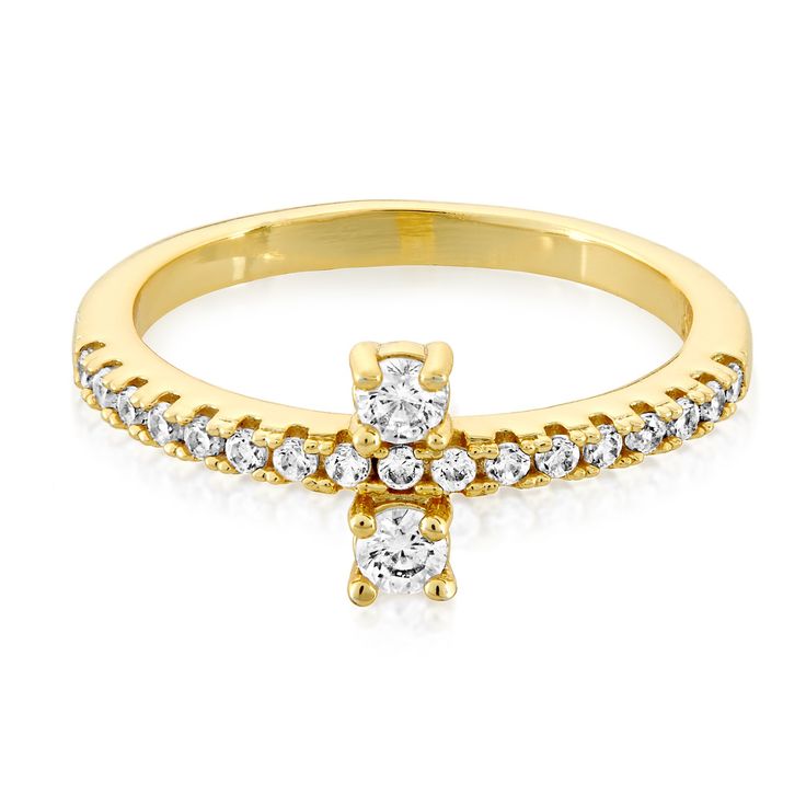 Margaret Stacking Ring Gold White Diamondette - Rings | Melinda Maria Jewelry