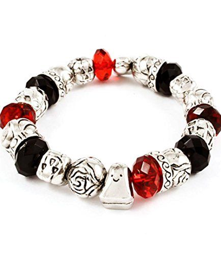 Halloween Charm Bracelet Stretch C52 Red Black Beads Pump... www.amazon.com/...