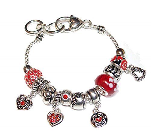 Red Heart Charm Bracelet Crystal BH Euro Style Murano Bea... www.amazon.com/...