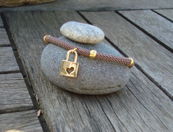 Nautical Cord Cute Lock Charm Bracelet