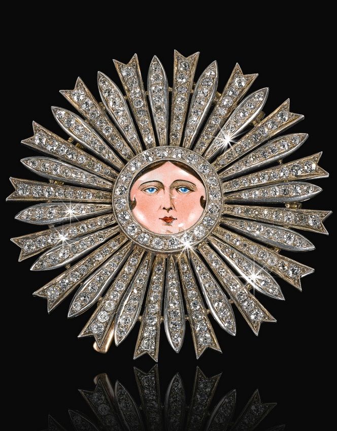 A vintage Qajar diamond and enamel 'Neshane Astrab' (Order of the Sun), ...