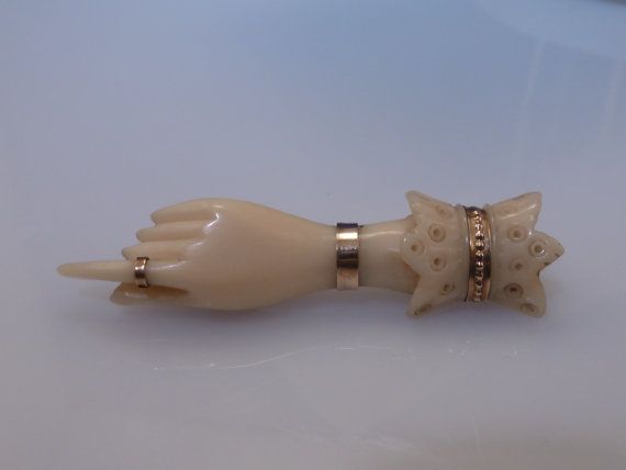 Antique Brooch Pin Ivory Celluloid Victorian 9k Jewelry Hand Brooch Pin. on sale