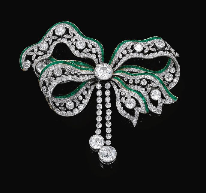 Emerald and diamond brooch, Circa 1900