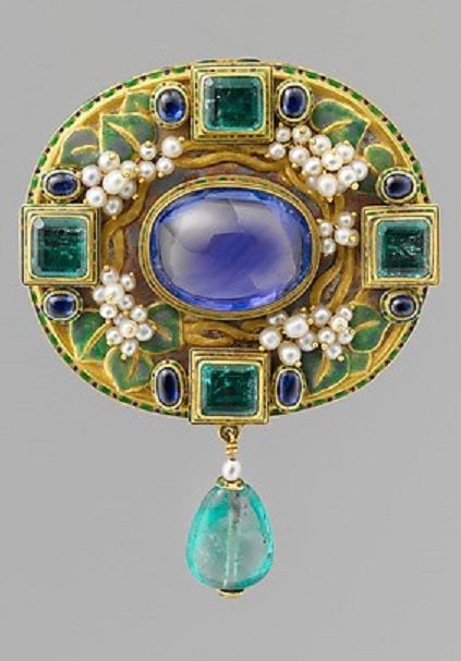 Pin, Florence Koehler (1861–1944), ca. 1905, American, gold, sapphire, pearls,...