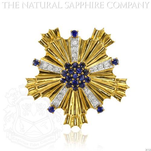 Retro 18K Yellow Gold, Sapphire and Diamond Starburst Brooch, Tiffany & Co. (J47...