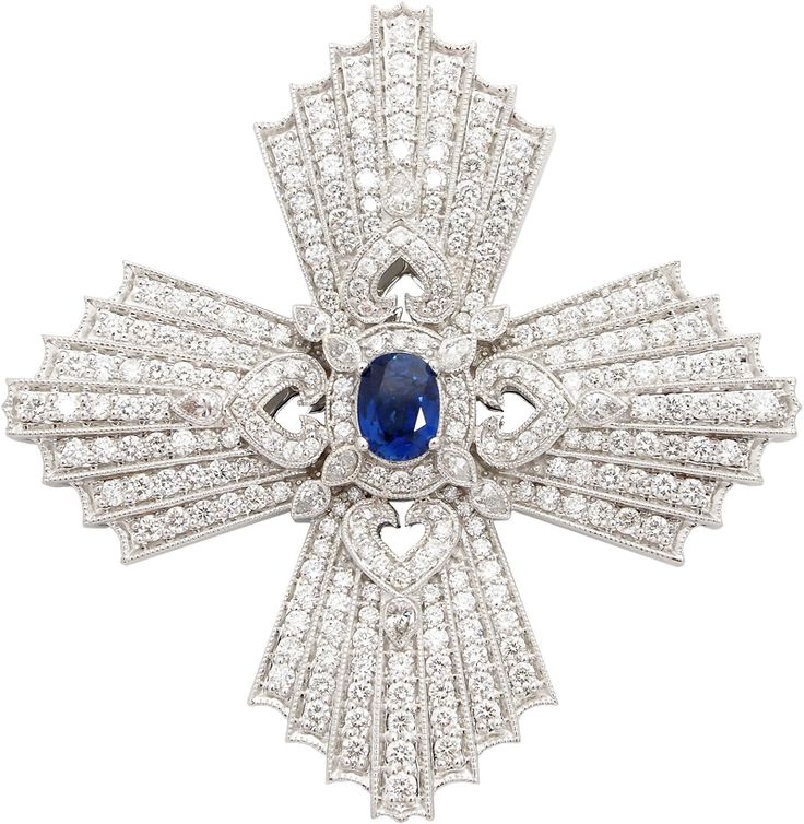 Sapphire, diamond Maltese cross.