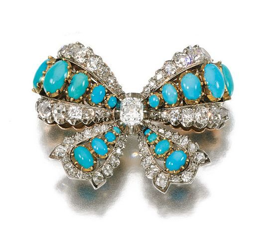 TURQUOISE AND DIAMOND BROOCH, LATE 19TH CENTURY - Sotheby's