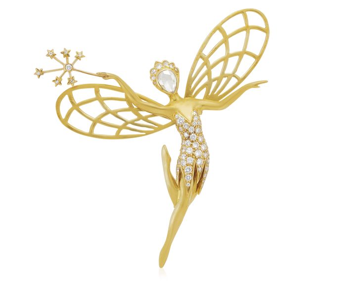 VAN CLEEF & ARPELS 'SPIRIT OF BEAUTY' DIAMOND BROOCH Designed as a winge...