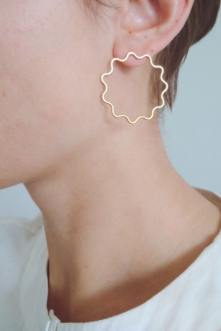 Ripple earrings in gold vermeil. By Heather Woof Jewellery