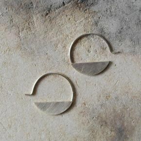 Sterling silver hoops earrings geometric modern minimalist earrings - AME D'...