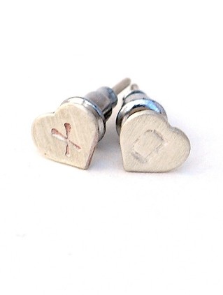 Tiny XO earrings - hand stamped initials