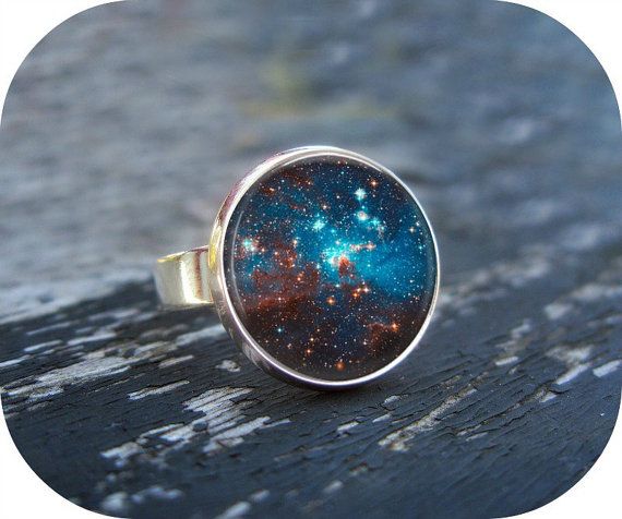 Space Sparkle Ring Silver Glass Art Ring Picture by Lizabettas, $12.00