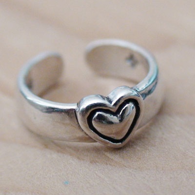 Sterling Silver Toe Rings - Heart Toe Ring