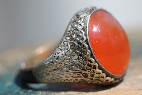 Vintage Chinese Export Sterling Silver Filigree Bright Carnelian Ring | eBay