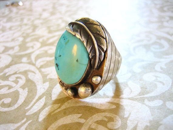 Vintage Large Sterling Silver and Turquoise by charmingellie, $187.00