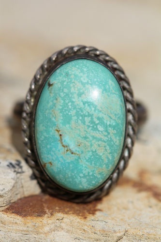Vintage Southwestern Tribal Sterling Silver Pale Green Turquoise Ring | eBay