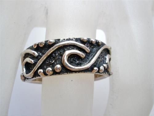 Vintage Sterling Silver Scroll Ring Design Size 6 Ornate Heavy Band Antiqued | e...