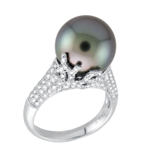 Yael's Coral Tahitian pearl and diamond ring